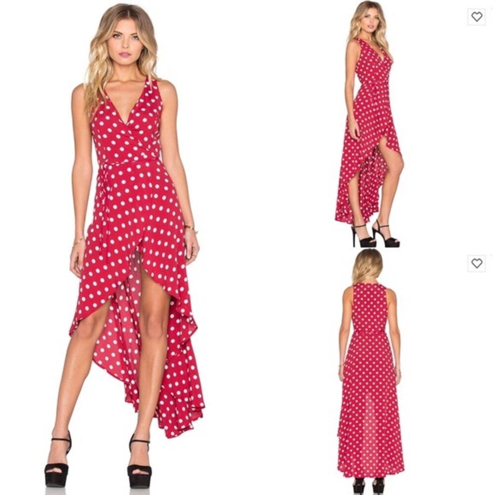 Revolve Women's Privacy Please Red Polka Dot High Low Dress XS